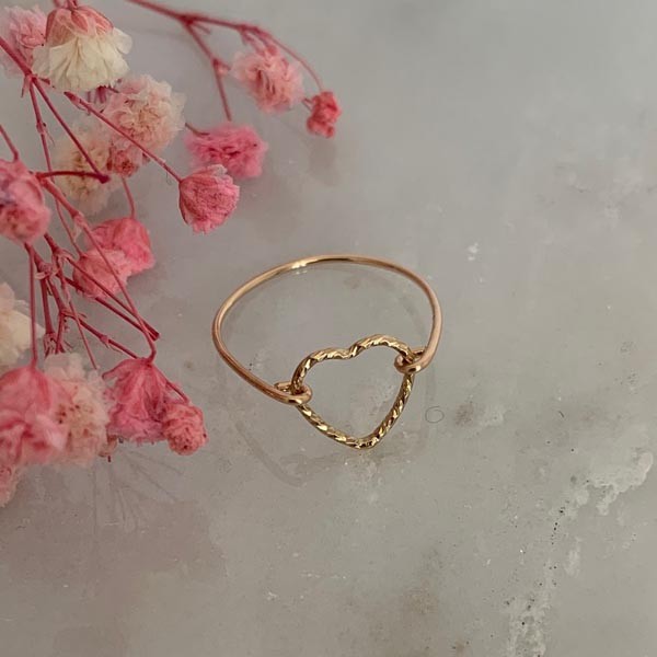Thin gold filled diamond heart ring