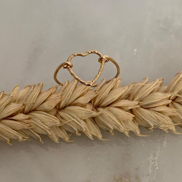 Thin gold filled diamond heart ring