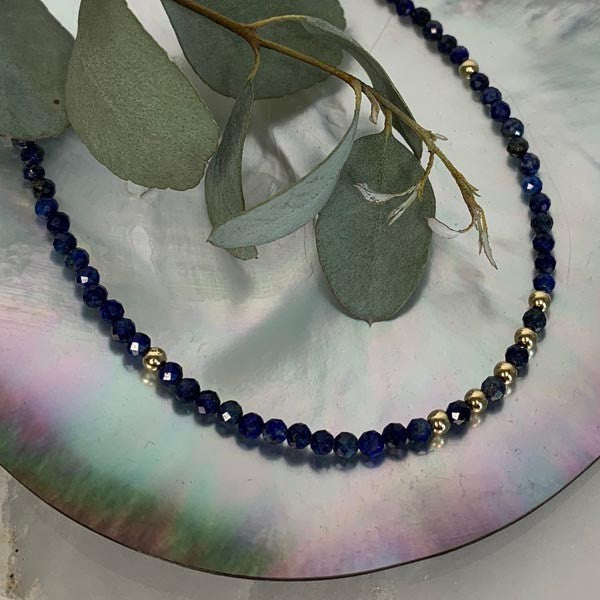 Gold plated lapis lazuli necklace