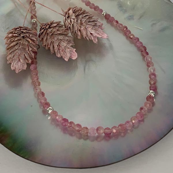 Pink tourmaline silver necklace
