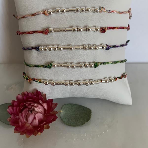Bracelet cordon Chance argent
