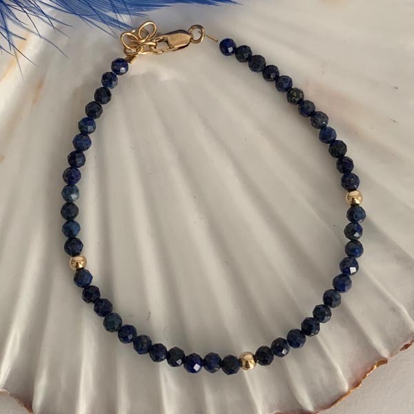 Gold plated lapis lazuli bracelet