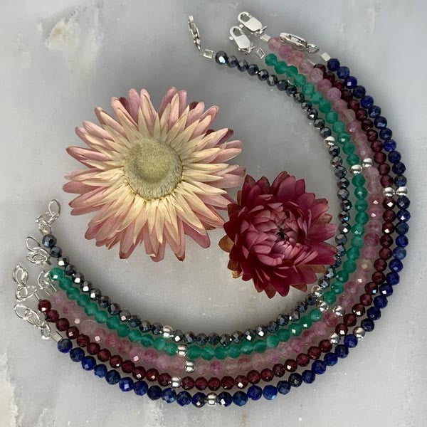 Garnet silver bracelet