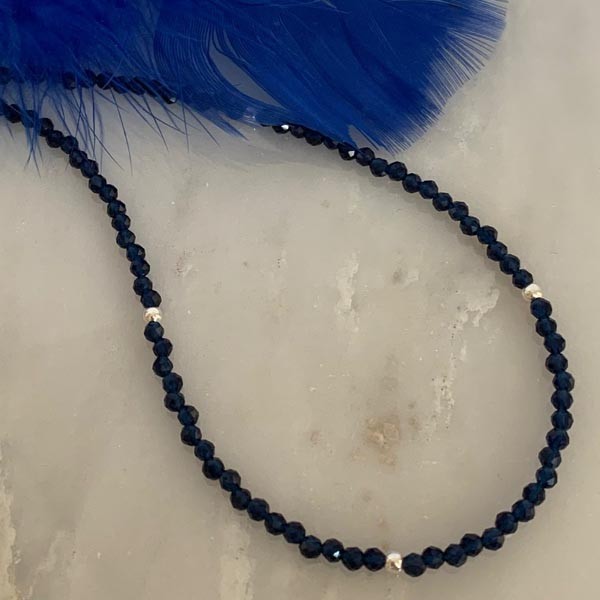 Blue crystal silver necklace