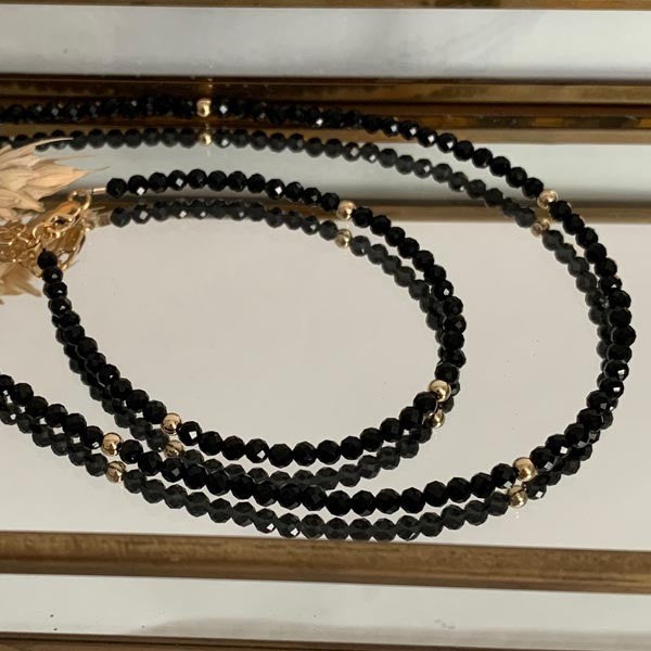 Gold plated onyx bracelet
