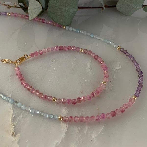 Gold plated tourmaline bracelet