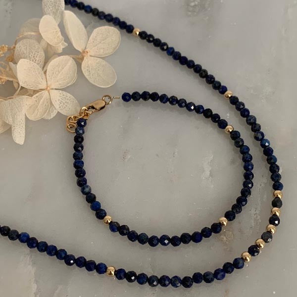 Gold plated lapis lazuli necklace