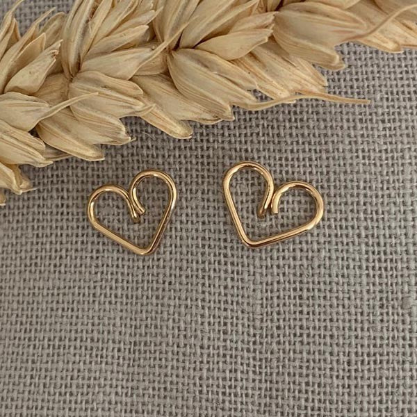 Small gold filled heart earrings