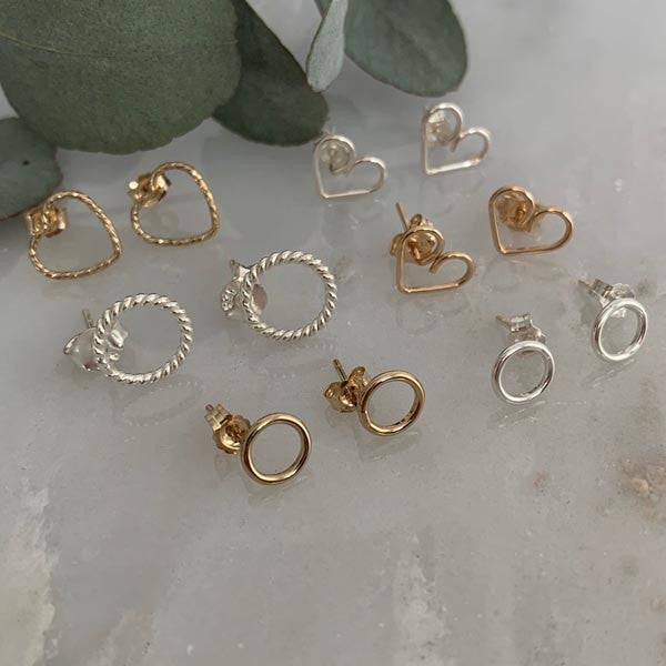 Small gold filled heart earrings