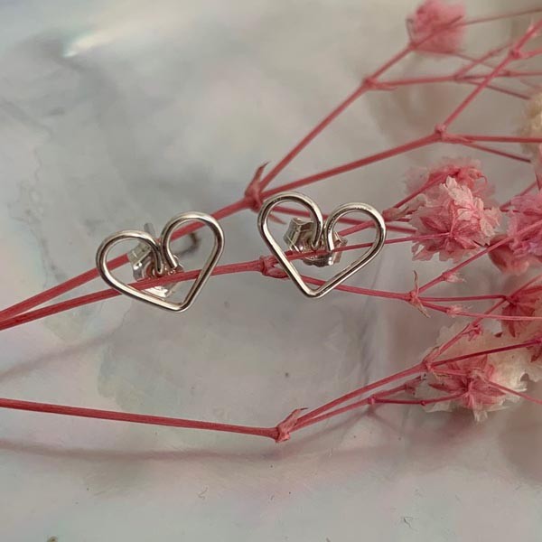 Small silver heart earrings