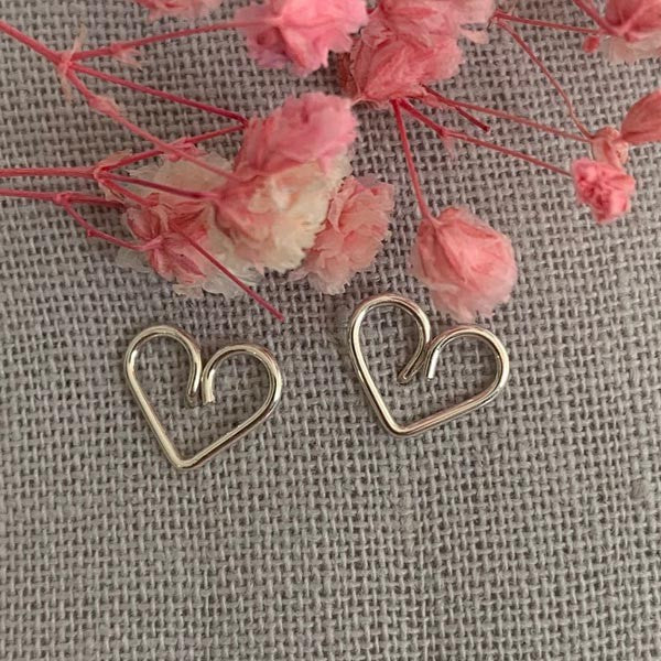 Small silver heart earrings