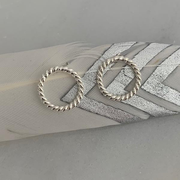 Silver braided hoop earrings
