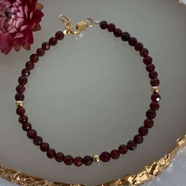 Garnet gold plated bracelet