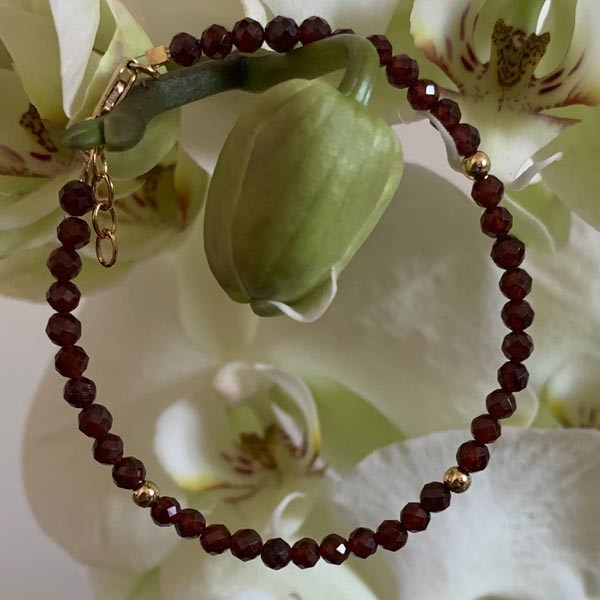 Garnet gold plated bracelet