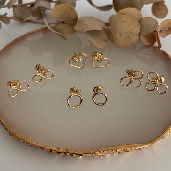 3 gold filled loop earrings