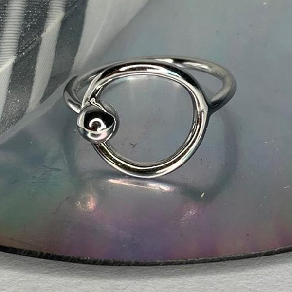 Silver pearl circle ring