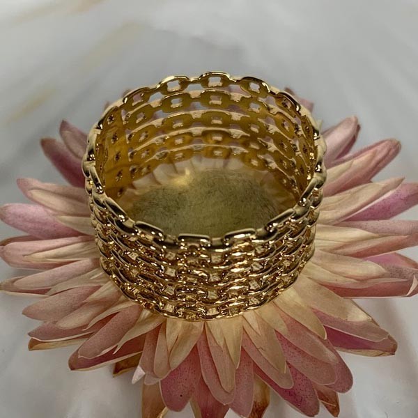 Wide gold plated ring 5 rows chain