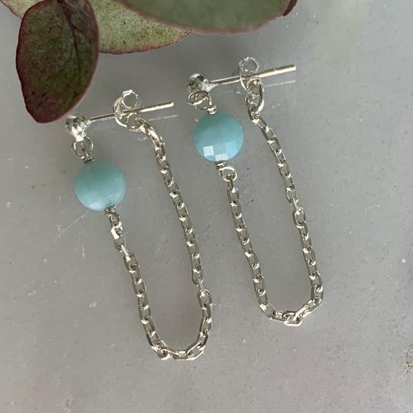 Amazonite silver chain earrings
