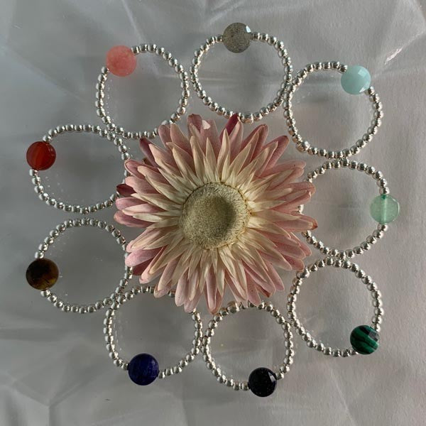 Mini pearl ring silver flat sandstone