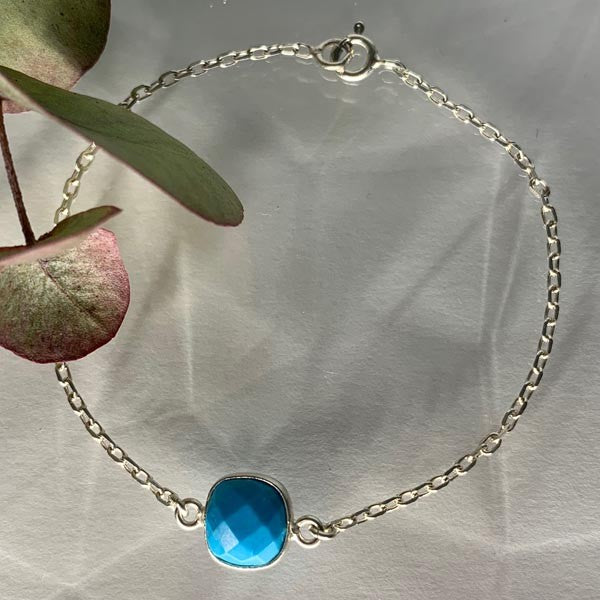 Turquoise silver chain bracelet