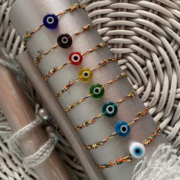 Bracelet cordon multicolore oeil