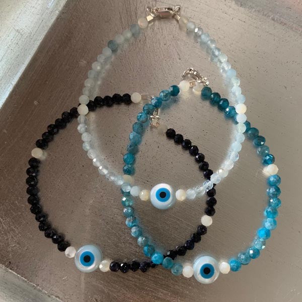 Silver apatite eye bracelet