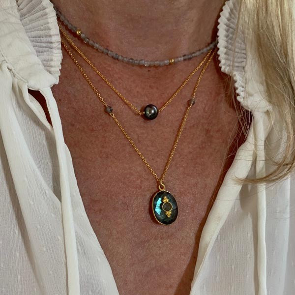 Gold plated labradorite necklace