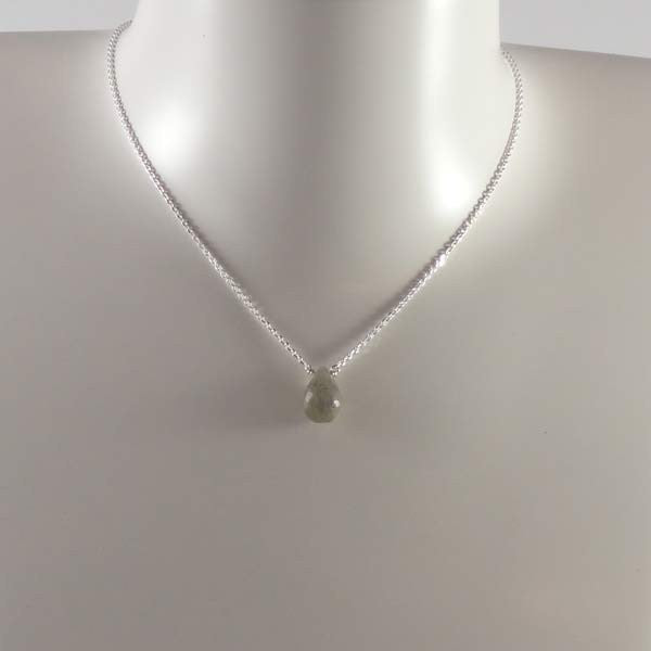 Collier chaine argent goutte labradorite facetée