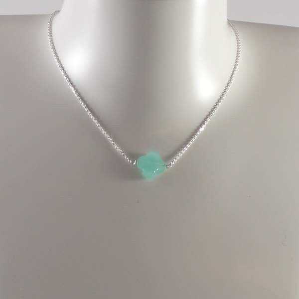 Collier chaine argent pierre croix facetée