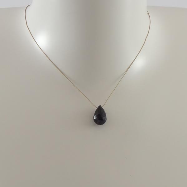 Collier cordon goutte onyx facetée