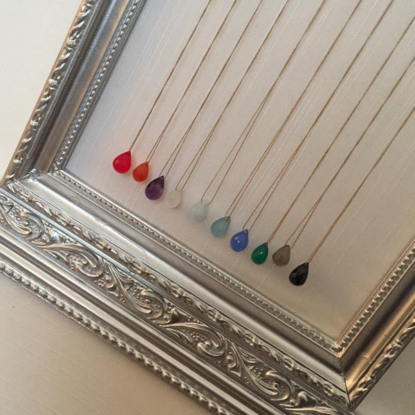 Collier cordon goutte agate bleue facetée