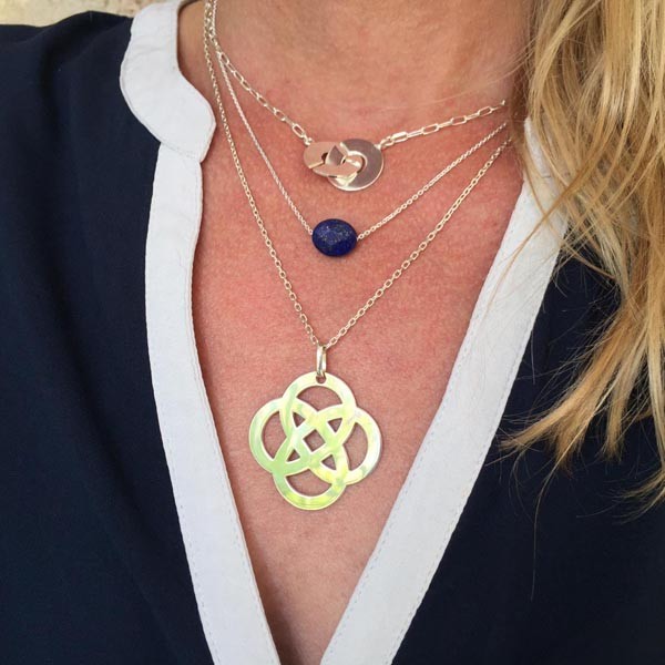 Collier chaine argent Lapis Lazuli ovale facetée