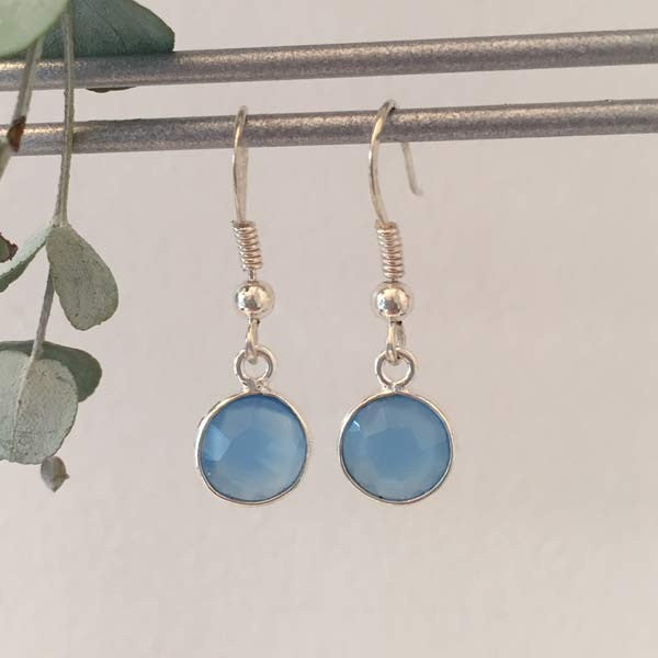 Boucles d'oreilles argent calcédoine bleue