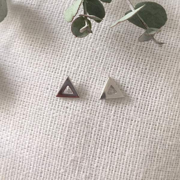 Small silver triangle earrings