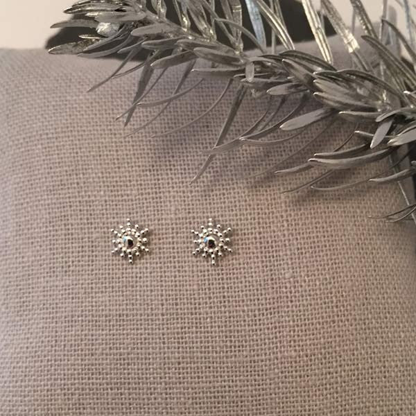 Mini silver sun earrings