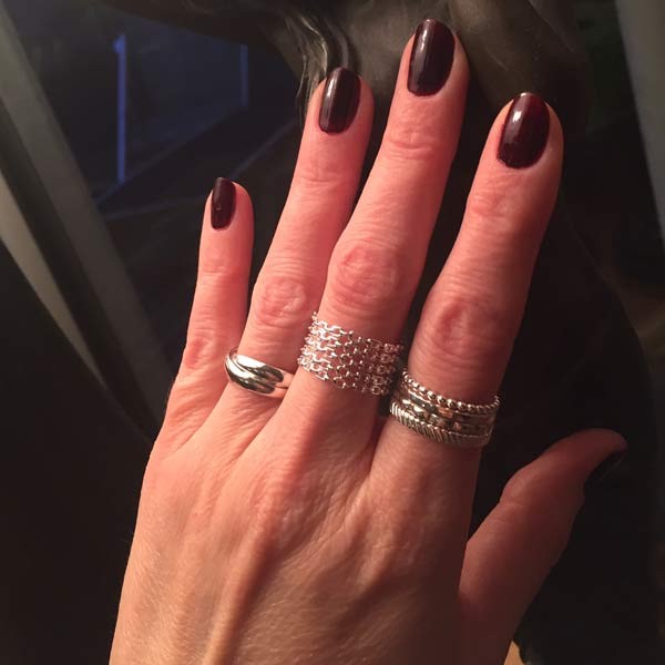 Bague large argent chaine 5 rangs