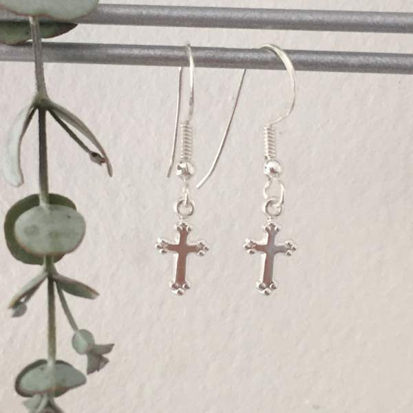 Small silver cross earrings