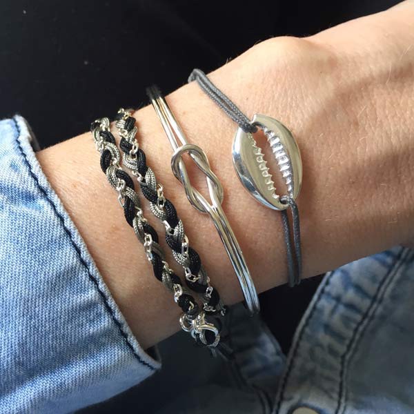 Bracelet cordon Caurie argent