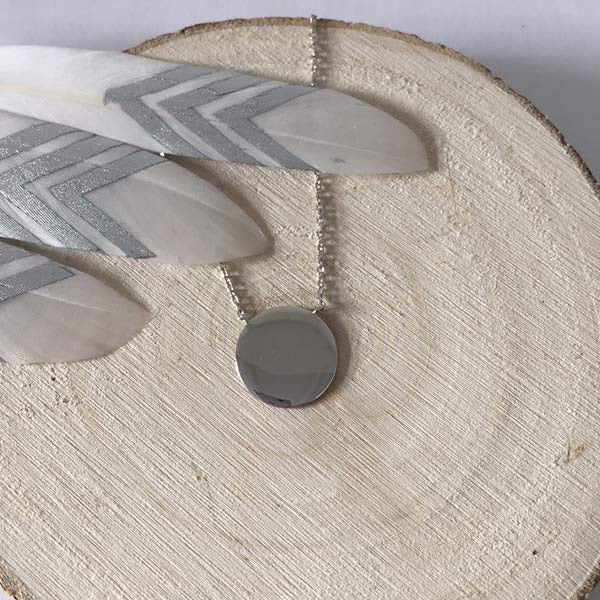 Silver chain necklace with disc