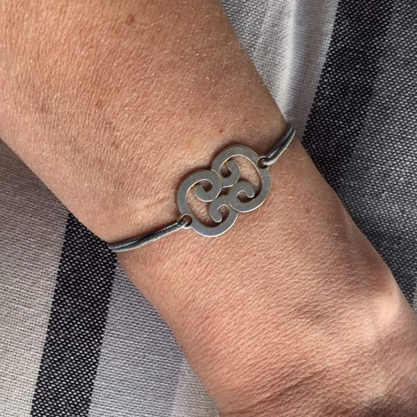 Bracelet cordon double C argent