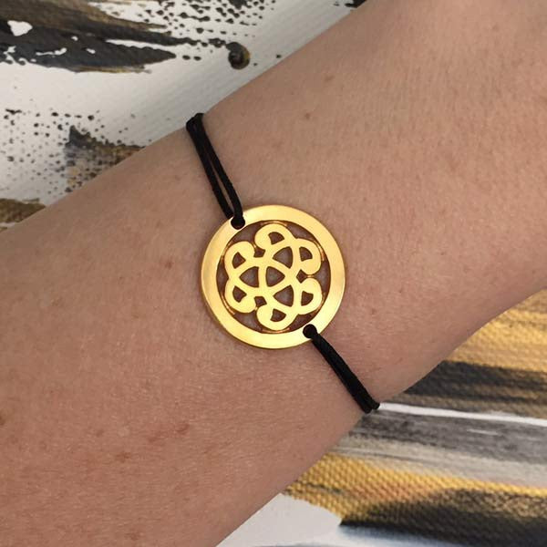 Bracelet cordon Noeud Baroque entouré plaqué or
