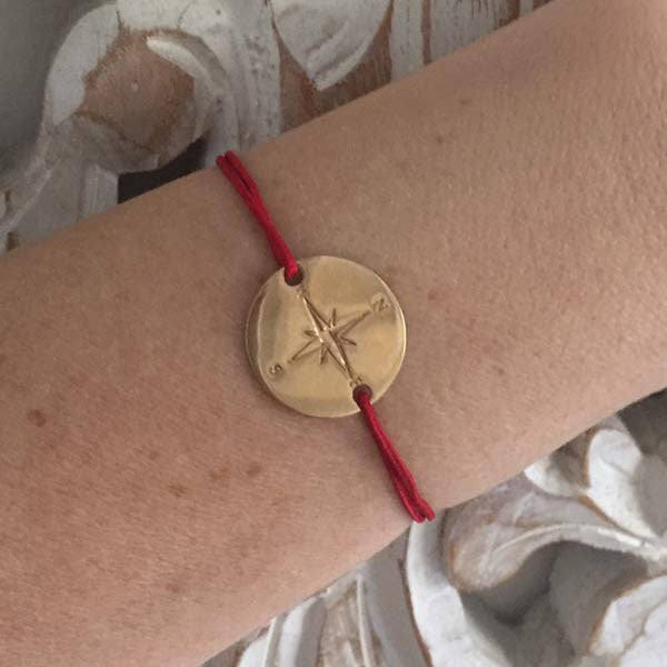 Bracelet cordon Cible points cardinaux plaqué or