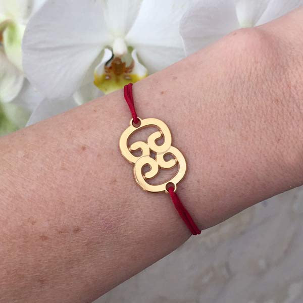 Bracelet cordon double C plaqué or