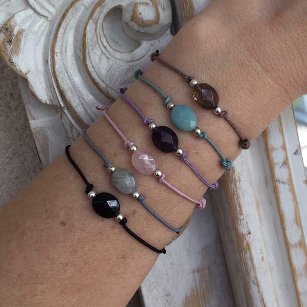Bracelet enfant Améthyste ovale perles argent