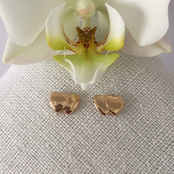 Boucles d'oreilles 2 mini coeurs plaqué or