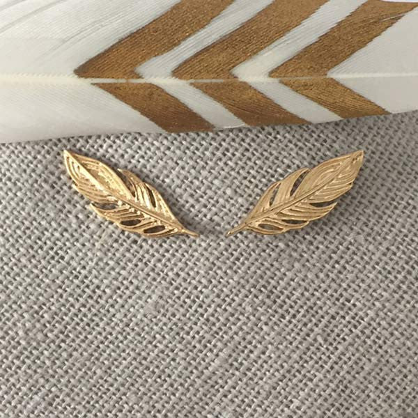 Gold plated feather earrings