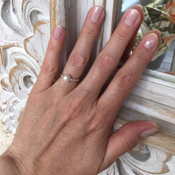 Bague minis perles argent Perle d'eau douce blanche