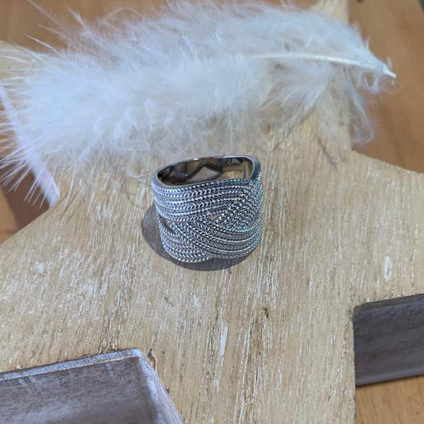 Large braided silver ring