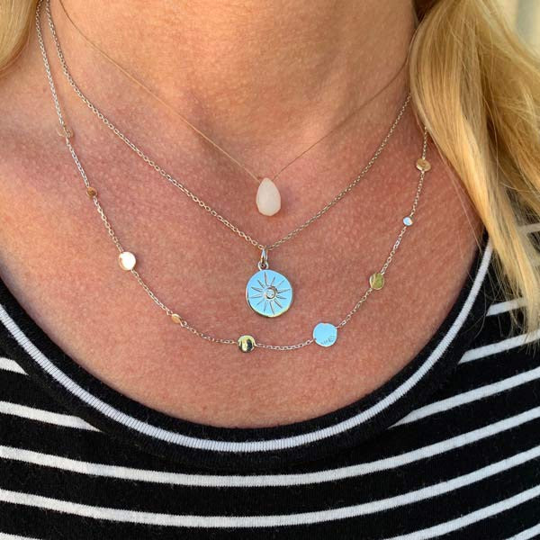 Collier cordon goutte jade blanc facettée