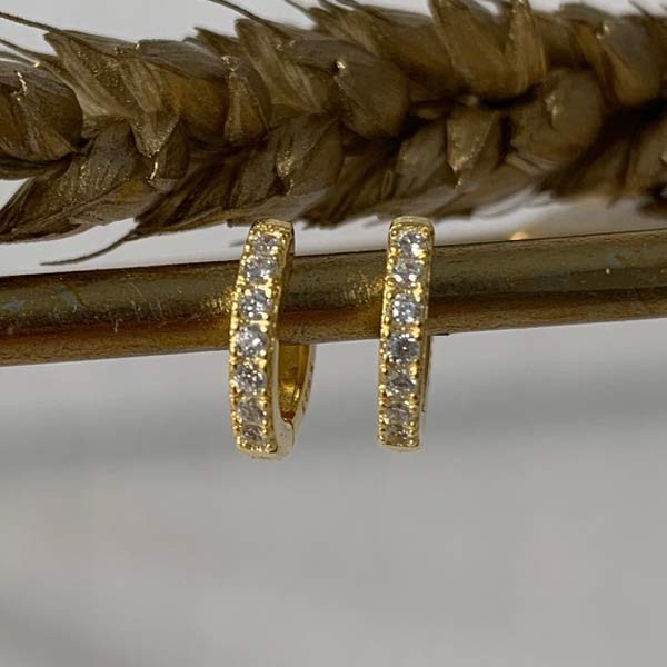 Boucles d'oreilles mini créoles zircons vermeil